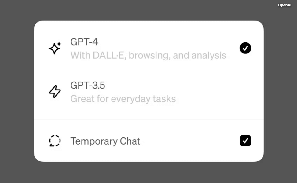 ChatGPT記憶和臨時聊天功能