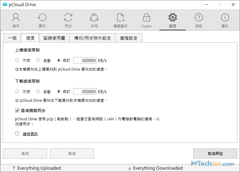 pCloud 速度自訂設定