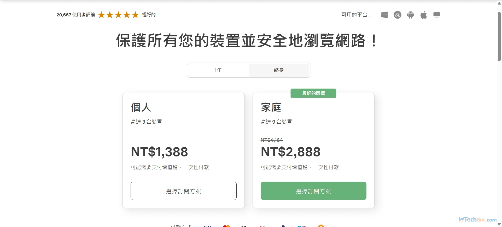 AdGuard終身訂閱方案