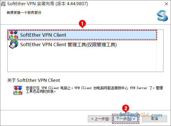 選擇 SoftEther VPN Client 安裝